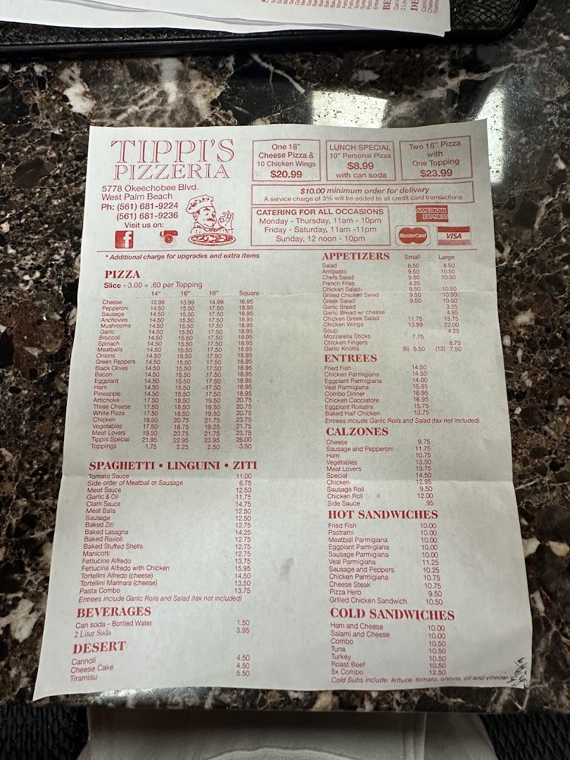 Tippi's Pizza Menu image 1
